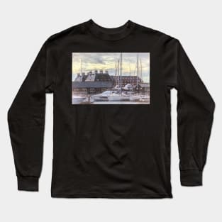 Buildings and Boats on Ipswich Waterfront Long Sleeve T-Shirt